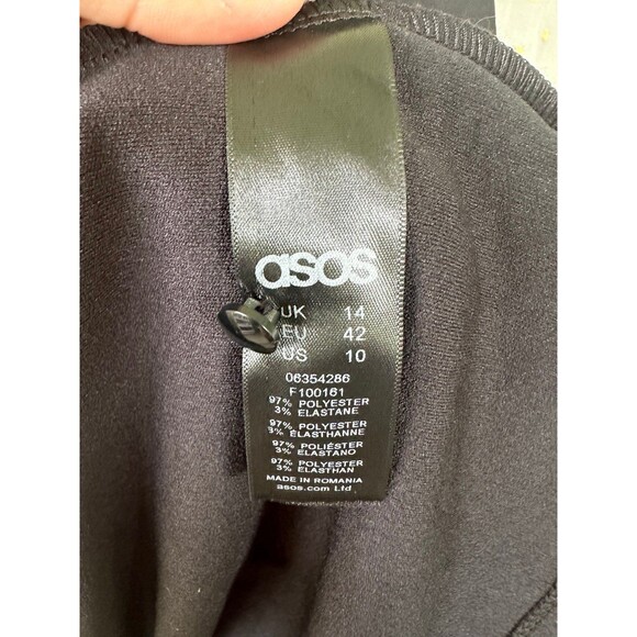 ASOS Women's Shoulder Cut Out Back Keyhole Pleated Flare Sheath Dress 10 - Picture 6 of 7